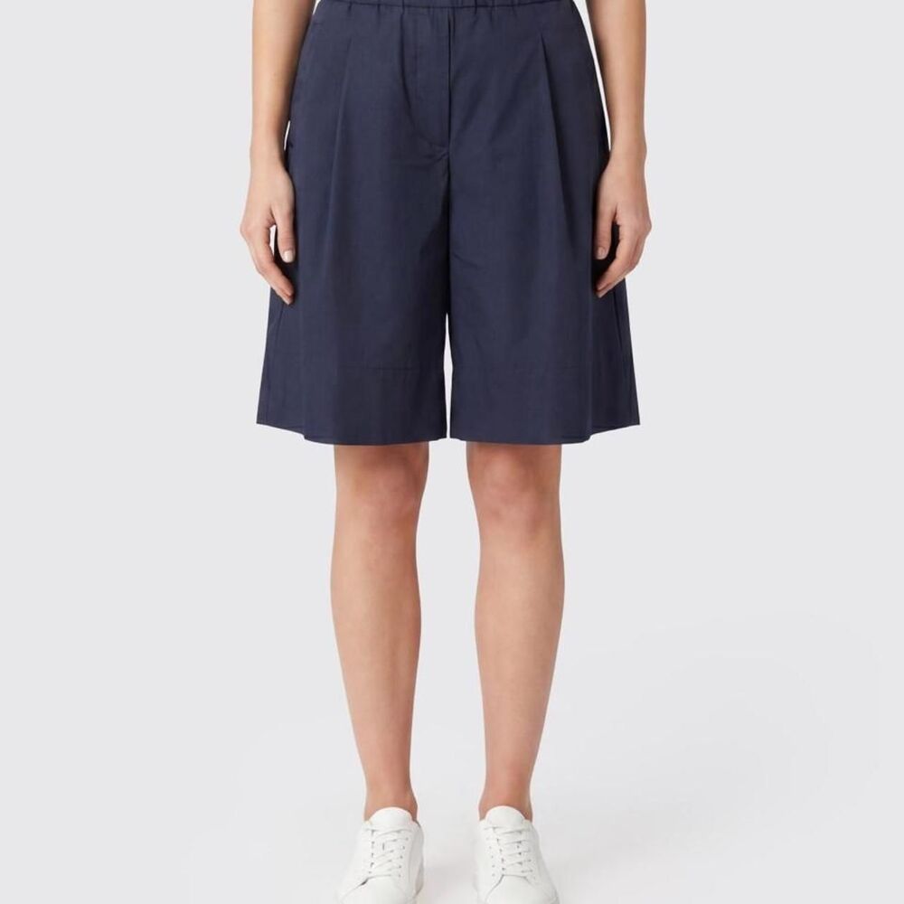 Myths Navy Cotton Poplin Basic Bermuda Oversized Tailored Shorts Small